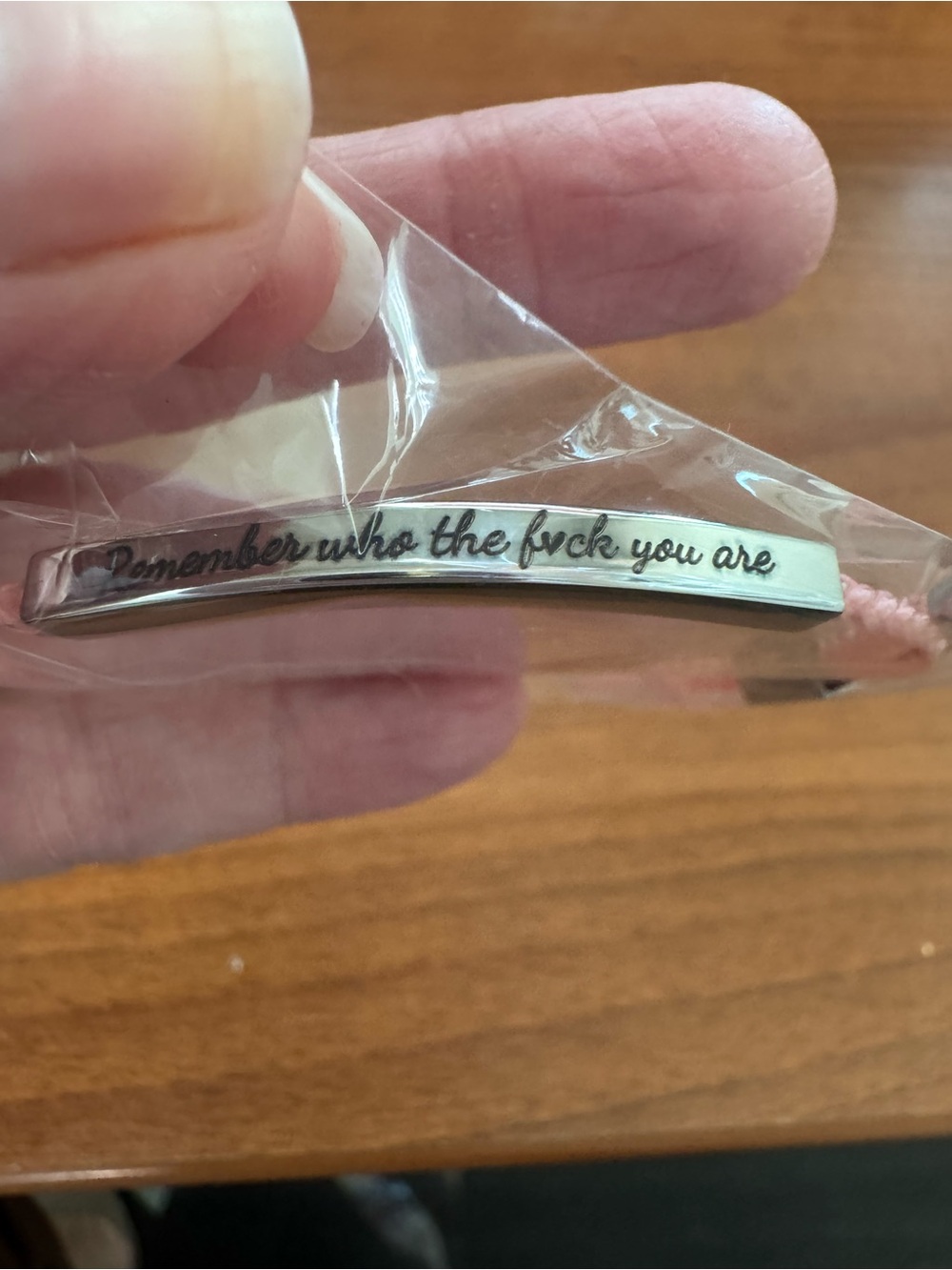 Silver Inspirational Adjustable Bar Bracelet - "Remember who the f❤️ck you are"
